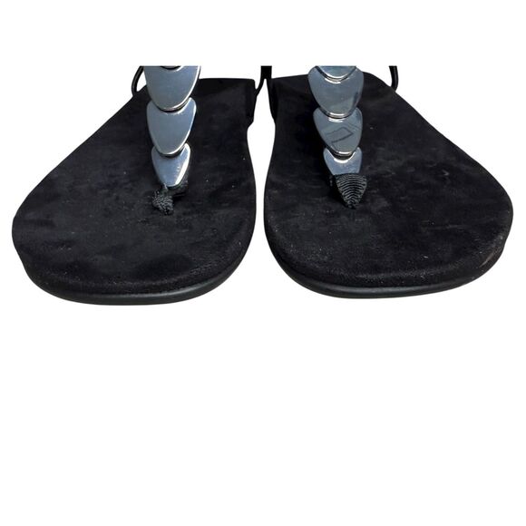 Vionic Women’s 7 Miami T-Strap Sandals Black Silver Comfort - Picture 4 of 8